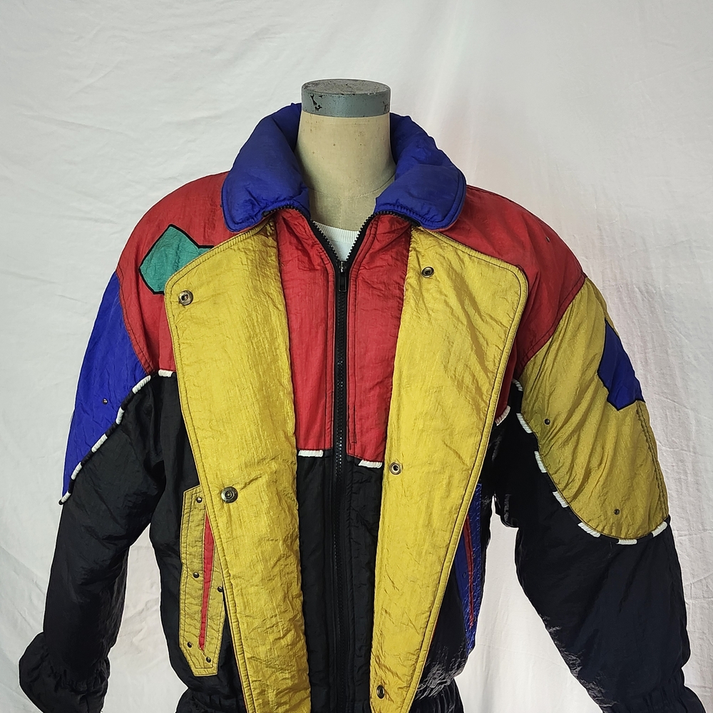 Vintage 80s Multicolor Down Coat With Tassels Size Small By J. Gallery